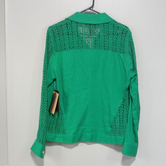 Multiples Linen Blend Top Jacket Shacket Green Medium - Picture 9 of 12
